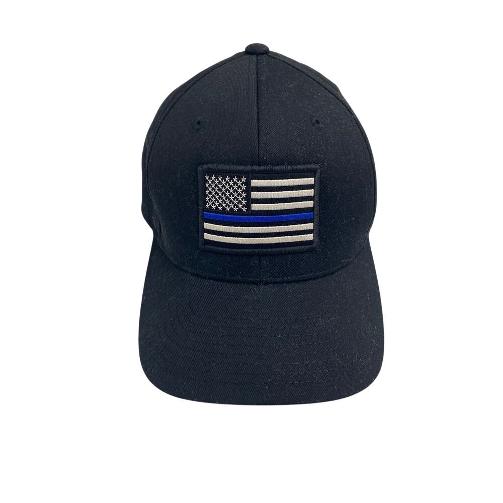 Thin Blue Line Men’s Hat L/XL Stretch Fit Black Flag Police Support Cap
